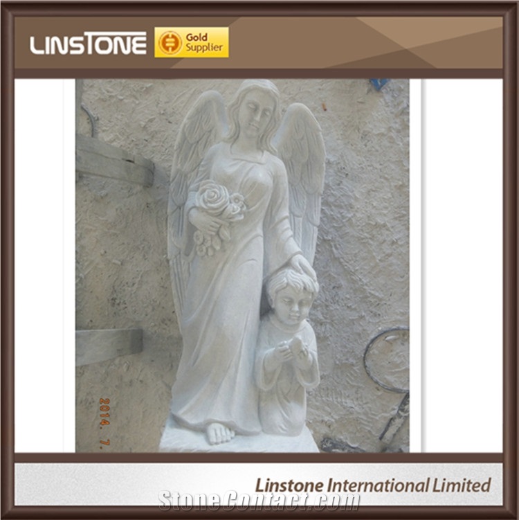 3d Carved Figure Angel with Big Wings Little Angel Sculpture for Sale