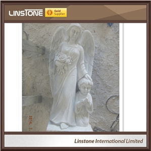 3d Carved Figure Angel with Big Wings Little Angel Sculpture for Sale