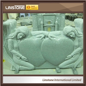 Factry Price Shanxi Balck Grey Granite Double Angel with Double Heart Monument for Memorial Garden Factry Price Shanxi Balck Grey Granite Double Angel with Double Heart Monument for Memorial Garden