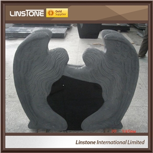 Factry Price Shanxi Balck Grey Granite Double Angel with Double Heart Monument for Memorial Garden