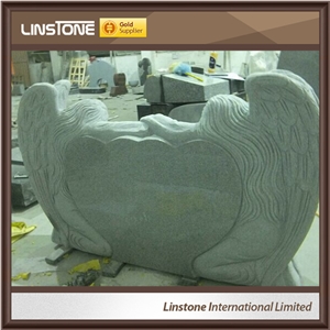 Factry Price Shanxi Balck Grey Granite Double Angel with Double Heart Monument for Memorial Garden