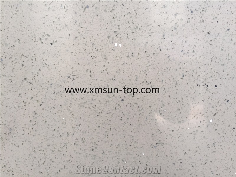 Artificial White Quartz Countertops, Sparkling White Stone Kitchen Custom Countertops, Crystal White Stone Worktops, Engineered Quartz Kitchen Bar Top, Kitchen Island Tops