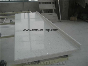 Artificial White Quartz Countertops, Sparkling White Stone Kitchen Custom Countertops, Crystal White Stone Worktops, Engineered Quartz Kitchen Bar Top, Kitchen Island Tops