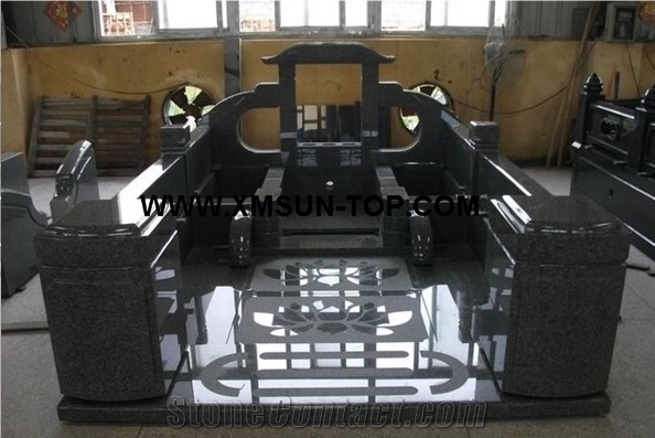 Black Granite Japanese Style Monuments&Tombstone/Black Granite Korean Style Tombstones&Momuments/Black Granite Asian Style Monuments