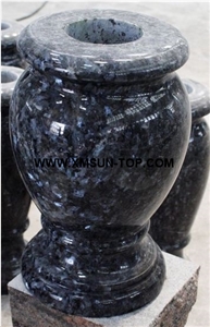 Blue Pearl Granite Polished Round Monumental Vases/Blue Pearl Granite Tombstone Vases/Granite Memorial Vases/Natural Stone Funeral Vase
