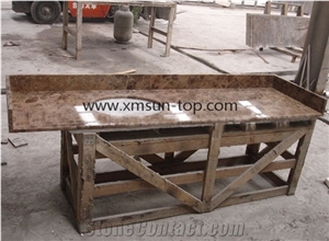 Brown Marble Bathroom Tops, China Dark Emperador Brown Marble Countertop, Emperador Dark Marble Vanity Tops with Single Round Sinks, China Marron Emperador Bath Top,Polished Brown Marble Bathroom Top