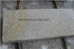 Bush Hammered G682 Granite Steps, Sunset Gold Granite, Rust Yellow Block Step, Giallo Yellow Stairs, Golden Granite Staircase & Stair Riser