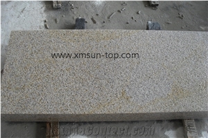 Bush Hammered G682 Granite Steps, Sunset Gold Granite, Rust Yellow Block Step, Giallo Yellow Stairs, Golden Granite Staircase & Stair Riser