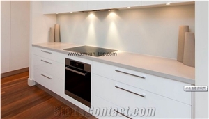 Cabinet Kitchen Countertops, Pure White Quartz Stone Countertop, Kitchen Countertop Unit, Prefabricated Artificial Quartz Cabinet Tops,  Kitchen Top on Cabinet