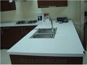 Cabinet Kitchen Countertops, Pure White Quartz Stone Countertop, Kitchen Countertop Unit, Prefabricated Artificial Quartz Cabinet Tops,  Kitchen Top on Cabinet
