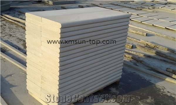 China Beige Sandstone Steps, Light Yellow Sandstone Stair, Honed Surface Staircase & Stair Riser, Step Tiles,Full Bullnose Edge