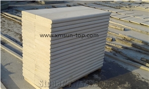 China Beige Sandstone Steps, Light Yellow Sandstone Stair, Honed Surface Staircase & Stair Riser, Step Tiles,Full Bullnose Edge