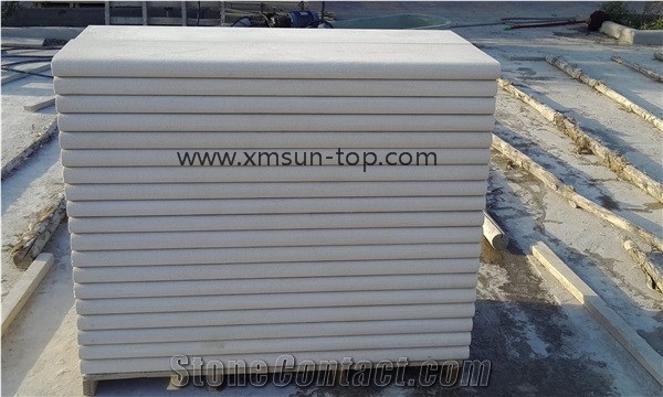 China Beige Sandstone Steps, Light Yellow Sandstone Stair, Honed Surface Staircase & Stair Riser, Step Tiles,Full Bullnose Edge