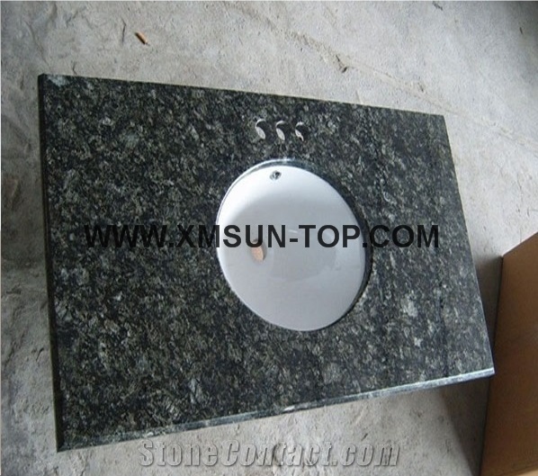 China Butterfly Green Granite Bathroom Countertops/China Verde Butterfly Granite Custom Vanity Tops/Dark Green Granite Bathroom Vanity Tops/Natural Stone Bath Tops
