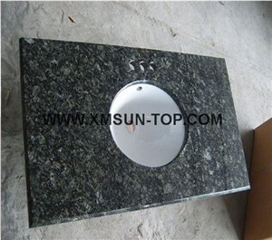 China Butterfly Green Granite Bathroom Countertops/China Verde Butterfly Granite Custom Vanity Tops/Dark Green Granite Bathroom Vanity Tops/Natural Stone Bath Tops