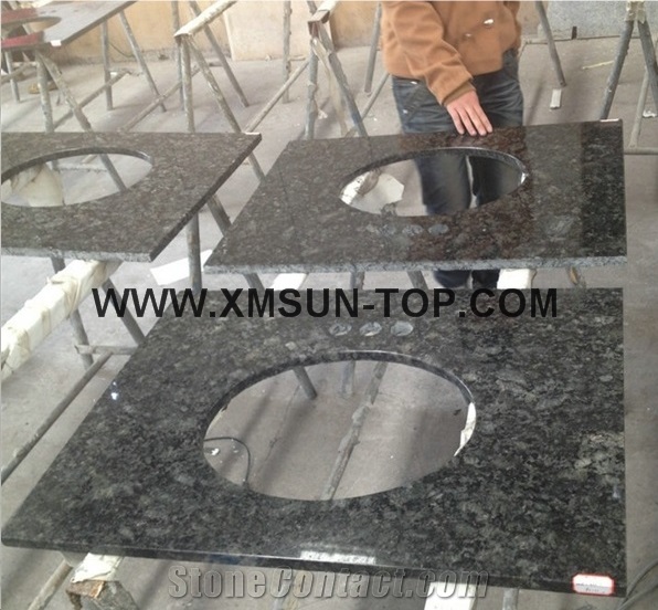 China Butterfly Green Granite Bathroom Countertops/China Verde Butterfly Granite Custom Vanity Tops/Dark Green Granite Bathroom Vanity Tops/Natural Stone Bath Tops