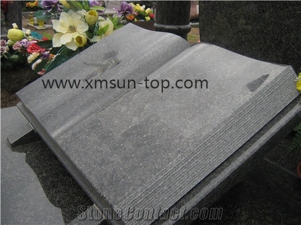China G603 Granite Book Slant Grave, Sesame White Book Shape Grave Markers, Crystal Grey Gravestone, Granite Book Shaped Slant Monument&Headstone