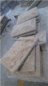 China G682 Granite Mushroomed Cladding, Rust Yellow Mushroom Stone, Golden Granite Mushroom Stone for Walling, Sunset Yellow Mushroom Wall, Split Face Mushroom Stone