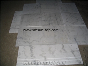 China Guangxi White Marble Stairs Tile, China White Marble Step & Stair, Indoor Stairs Paving, Chinese Carrara White Marble Stair Treads&Riser, China White Marble Stone Staircase