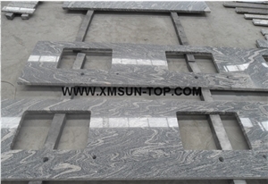 China Juparana Grey Granite Bathroom Countertop with Square Sink Cutout/China Juparana Granite Custom Vanity Tops/G261 Bathroom Vanity Tops/Natural Stone Bath Top/China Stone Vanity Top
