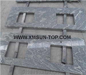 China Juparana Grey Granite Kitchen Countertop/China Juparana Granite Kitchen Top/G261 Granite Kitchen Bar Top/Kitchen Worktop/China Stone Kitchen Bench Top/Natural Stone Kitchen Desk Top