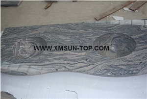 China Juparana Grey Granite Vanity Top with Round Sinks/China Juparana Granite Bathroom Countertop with Round Basin