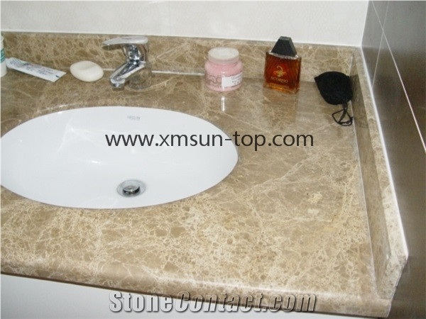 China Light Brown Emperador Marble Countertop, China Emperador Light Vanity Tops, Brown Marble Bath Tops, Custom Countertop & Fabrication, Single Round Sink