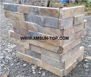 China Multicolor Slate Corner Stone/Grey and Rusty Yellow Slate Culture Stone/ Natural Stone for Wall Cladding/Ledge Stone/Stacked Stone Veneer/Stone Wall Decor