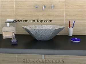 China New G603 Granite Basin, Bacuo White Sinks, Padang White, Bianco Crystal, Sesame White Bathroom Top Sink, Vessel Sinks, Granite Washbasin, China Grey, Gamma Bianco Granite Basins