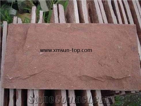 China Red Slate Mushroom Stone, Slate Mushroomed Cladding, Red Mushroom Stone for Walling, Split Face Mushroom Stone