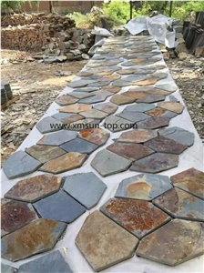 China Rust Slate Walling Tiles, Slate Stone Walling, Rusty&Grey Slate Panel Building, Irregular Slate Flagstone for Wall Covering