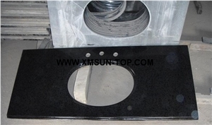 Chinese Black Pearl Bathroom Countertop with Round Sink Cutout/G684 Granite Custom Vanity Tops/Black Granite Bathroom Vanity Tops/Natural Stone Bath Top/China Stone Vanity Top