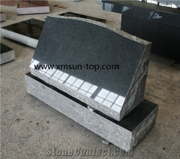 Chinese G654 Polished Tombstone & Monument, Dark Grey Grave Marker, China Impala Slant Marker, Padang Black, Sesame Black Granite Slant Grave, Nero Impala China Gravestone, Headstone