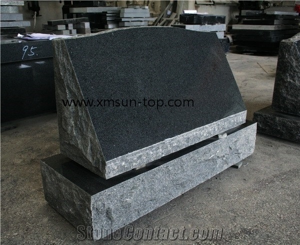 Chinese G654 Polished Tombstone & Monument, Dark Grey Grave Marker, China Impala Slant Marker, Padang Black, Sesame Black Granite Slant Grave, Nero Impala China Gravestone, Headstone