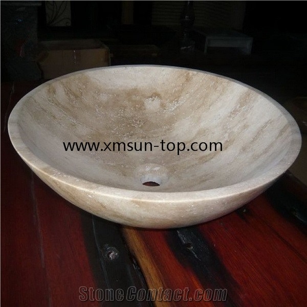 Cream Travertine Stone Basin&Sink, Beige Travertine Washbasin, Wash Bowls, Vessel Sinks, Natural Stone Beige Sinks