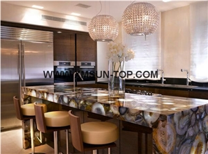 Dark Brown Agate Semi-Precious Stone Kitchen Counter Top /Brown Semi- Precious Stone Kitchen Worktop /Kitchen Tops/Kitchen Bar Tops/Kitchen Desk Tops/Custom Countertop