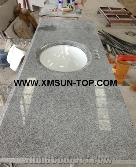 G603 Granite Bathroom Countertop with Round Sink/Bacuo White Granite Custom Vanity Tops/Sesame White Granite Bathroom Vanity Tops/Ice Cristall Granite Bath Top/Light Grey Granite Vanity Top