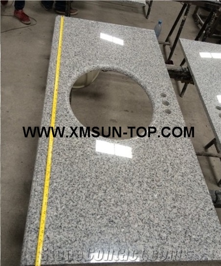 G603 Granite Bathroom Countertop with Round Sink/Bacuo White Granite Custom Vanity Tops/Sesame White Granite Bathroom Vanity Tops/Ice Cristall Granite Bath Top/Light Grey Granite Vanity Top