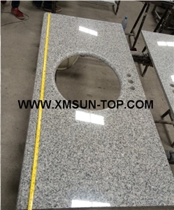 G603 Granite Bathroom Countertop with Round Sink/Bacuo White Granite Custom Vanity Tops/Sesame White Granite Bathroom Vanity Tops/Ice Cristall Granite Bath Top/Light Grey Granite Vanity Top
