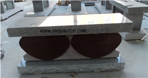 G603&India Red Grey Granite Tombstone & Monument Cemetery Bench/Mixed Color Monumental Bench/Multicolor Granite Memorial Bench/Grey and Red Granite Funeral Cremation Benches