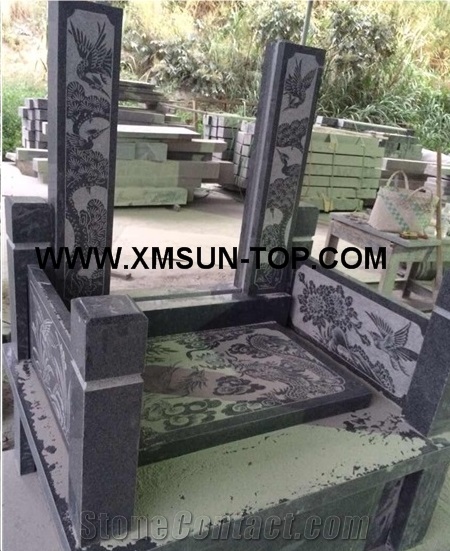 G654 Japanese Style Monuments&Tombstones/Sesame Black Granite Korean Style Monuments&Tombstone/China Impala Granite Asian Style Monuments&Tombstone