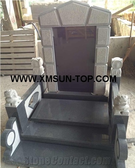 G654 Japanese Style Monuments&Tombstones/Sesame Black Granite Korean Style Monuments&Tombstone/China Impala Granite Asian Style Monuments&Tombstone