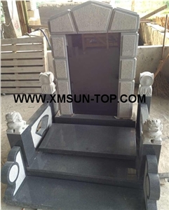G654 Japanese Style Monuments&Tombstones/Sesame Black Granite Korean Style Monuments&Tombstone/China Impala Granite Asian Style Monuments&Tombstone