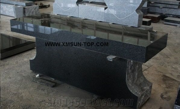 G654 Tombstone & Monument Cemetery Bench/China Nero Impala Granite Monumental Bench/Flake Grey Granite Memorial Bench/Dark Grey Granite Funeral Cremation Benches/Sesame Black Granite Tombstone Benches
