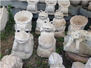 G682 Granite Frog Stone Status, Granite Animal Sculpture, Garden Sculptures, Handcarved Landscape Sculpture, Sunset Gold Granite Carving, Gardon Decoration