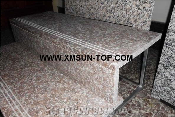 G687 Granite Steps/Peach Red Granite Stair Riser/Gutian Peach Flower Red Granite Stair Treads/Gutian Taohua Hong Granite Staircase/Peach Purse Granite Stair
