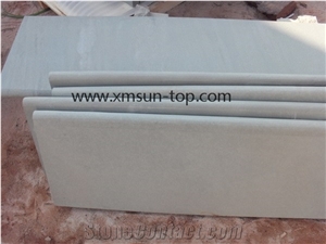 Green Sandstone Stair Tiles, Light Green Steps, Full Bullnose Edge Step Tile,Staircase & Stair Riser