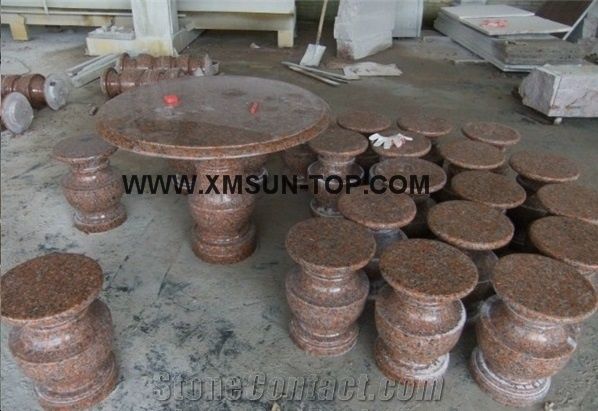 Maple Red Granite Garden Bench&Tables/Fengye Hong Granite Exterior Furniture/Red of Cengxi Granite Park Table Sets/Samkie Red Outdoors Furniture/New Capao Bonito Granite Table&Chairs/Landscaping Stone