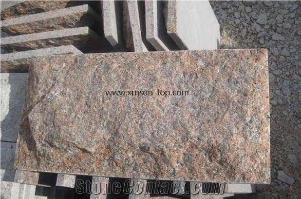 Maple Red Granite Mushroomed Cladding, China G562 Granite Mushroom Stone, Red Granite Mushroom Stone for Walling, Maple Leaves Mushroom Wall, Split Face Mushroom Stone