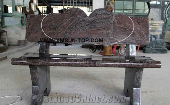 Paradiso Granite HeartsTombstone & Monument Cemetery American Bench/Multicolor Monumental Bench/Stone Memorial Bench/Mixed Color Granite Funeral Cremation Benches